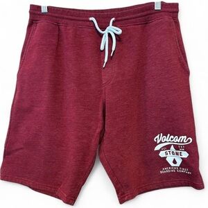 Vintage Volcom Men's Maroon Sweatpant Shorts